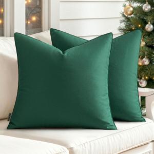 MIULEE Pack of 2 Decorative Outdoor Waterproof Pillow Covers Garden Cushion Sham Throw Pillowcase Summer Shell for Patio Tent Couch 16×16 Inch Beige(Army Green)