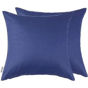 MIULEE Pack of 2 Decorative Outdoor Waterproof Pillow Covers Garden Cushion Sham Throw Pillowcase Summer Shell for Patio Tent Couch 16×16 Inch Beige(Navy Blue)
