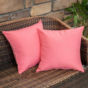 MIULEE Pack of 2 Decorative Outdoor Waterproof Pillow Covers Garden Cushion Sham Throw Pillowcase Summer Shell for Patio Tent Couch 16×16 Inch Beige(Pink)