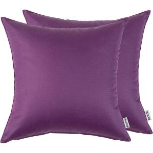 MIULEE Pack of 2 Decorative Outdoor Waterproof Pillow Covers Garden Cushion Sham Throw Pillowcase Summer Shell for Patio Tent Couch 16×16 Inch Beige(Purple)
