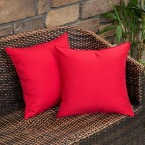 MIULEE Pack of 2 Decorative Outdoor Waterproof Pillow Covers Garden Cushion Sham Throw Pillowcase Summer Shell for Patio Tent Couch 16×16 Inch Beige(Red)