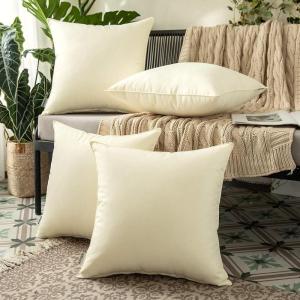 MIULEE Pack of 4 Decorative Outdoor Summer Pillow Covers Square Cushion Cases PU Coating Waterproof Throw Pillowcase Shell for Living Room Couch Sofa Garden Tent Park 18×18 Inch Yellow(Beige)