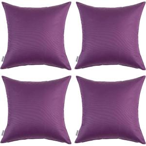 MIULEE Pack of 4 Decorative Outdoor Summer Pillow Covers Square Cushion Cases PU Coating Waterproof Throw Pillowcase Shell for Living Room Couch Sofa Garden Tent Park 18×18 Inch Yellow(Purple)