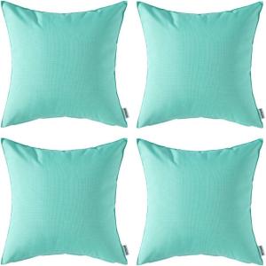 MIULEE Pack of 4 Decorative Outdoor Summer Pillow Covers Square Cushion Cases PU Coating Waterproof Throw Pillowcase Shell for Living Room Couch Sofa Garden Tent Park 18×18 Inch Yellow(Light Green)