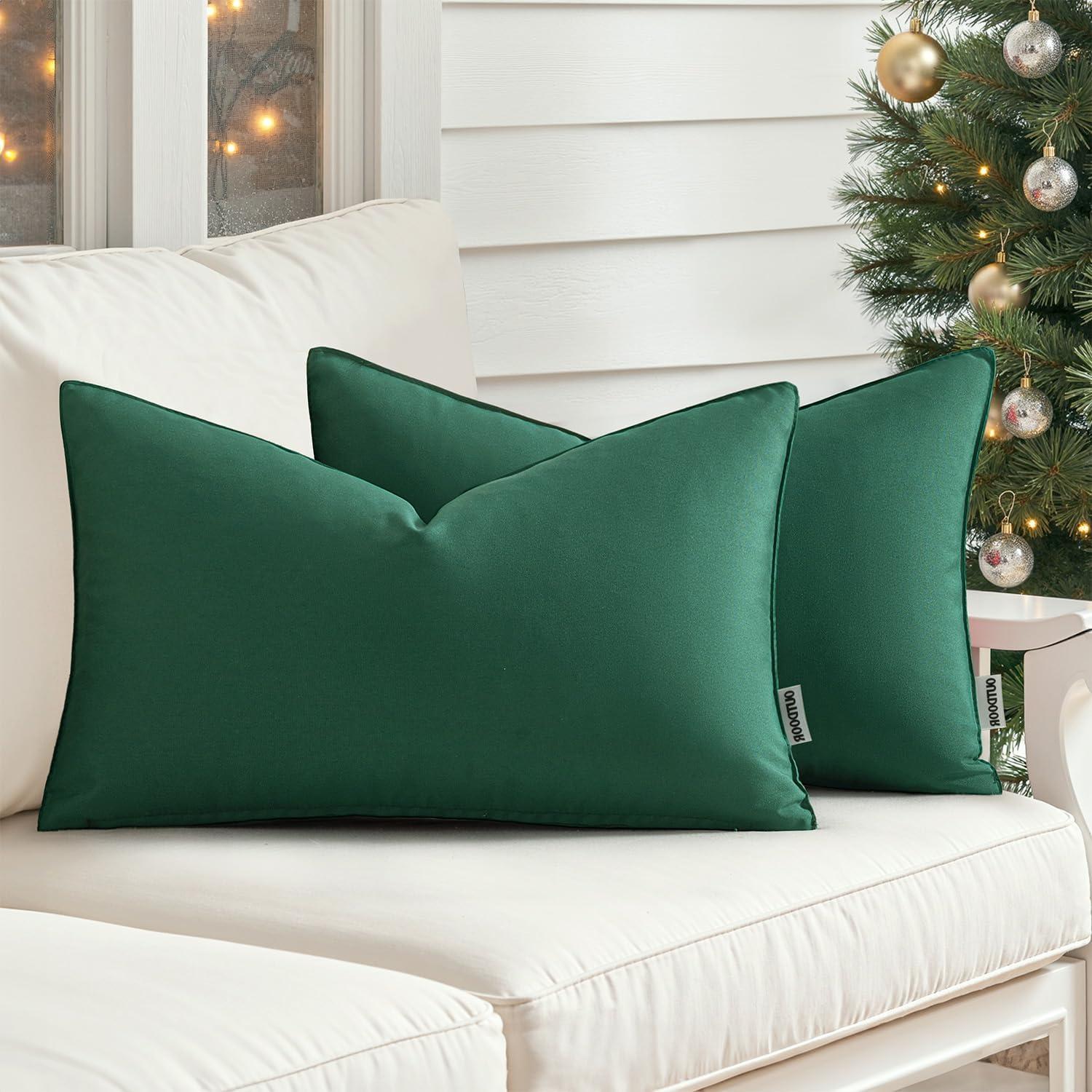 imageMIULEE Pack of 2 Decorative Outdoor Waterproof Pillow Covers Square Garden Cushion Sham Throw Pillowcase Shell for Spring Patio Tent Couch 16x16 Inch Olive GreenArmy Green