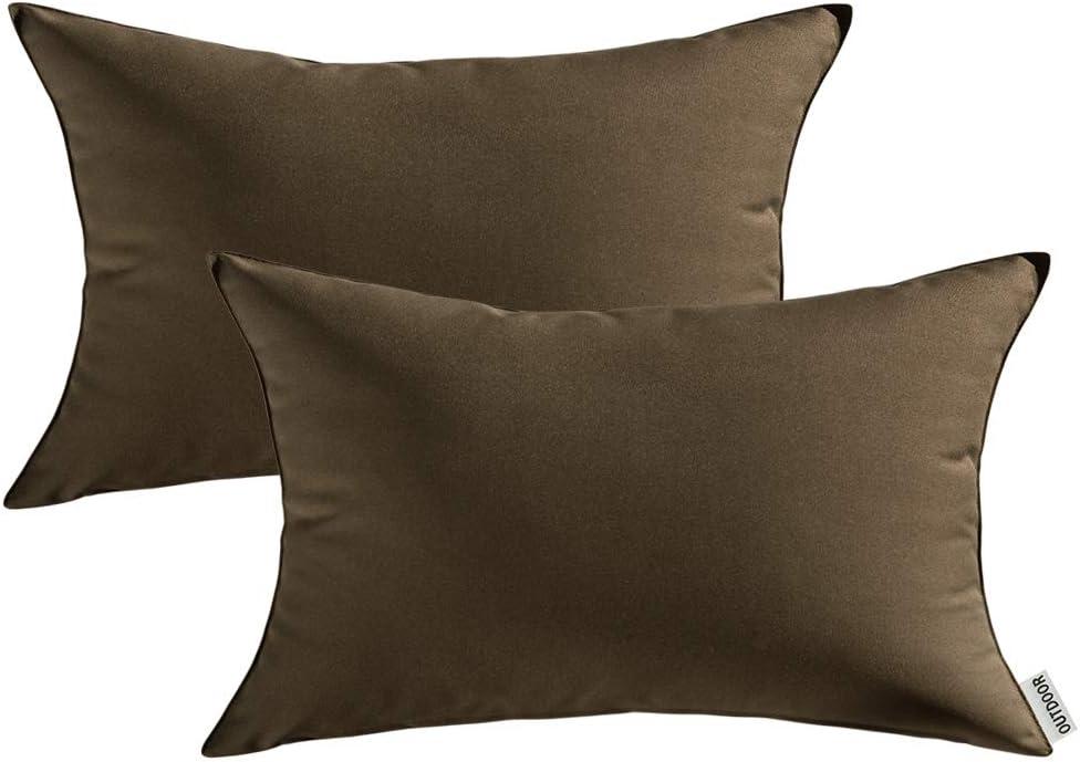 imageMIULEE Pack of 2 Decorative Outdoor Waterproof Pillow Covers Square Garden Cushion Sham Throw Pillowcase Shell for Spring Patio Tent Couch 16x16 Inch Olive GreenBrown