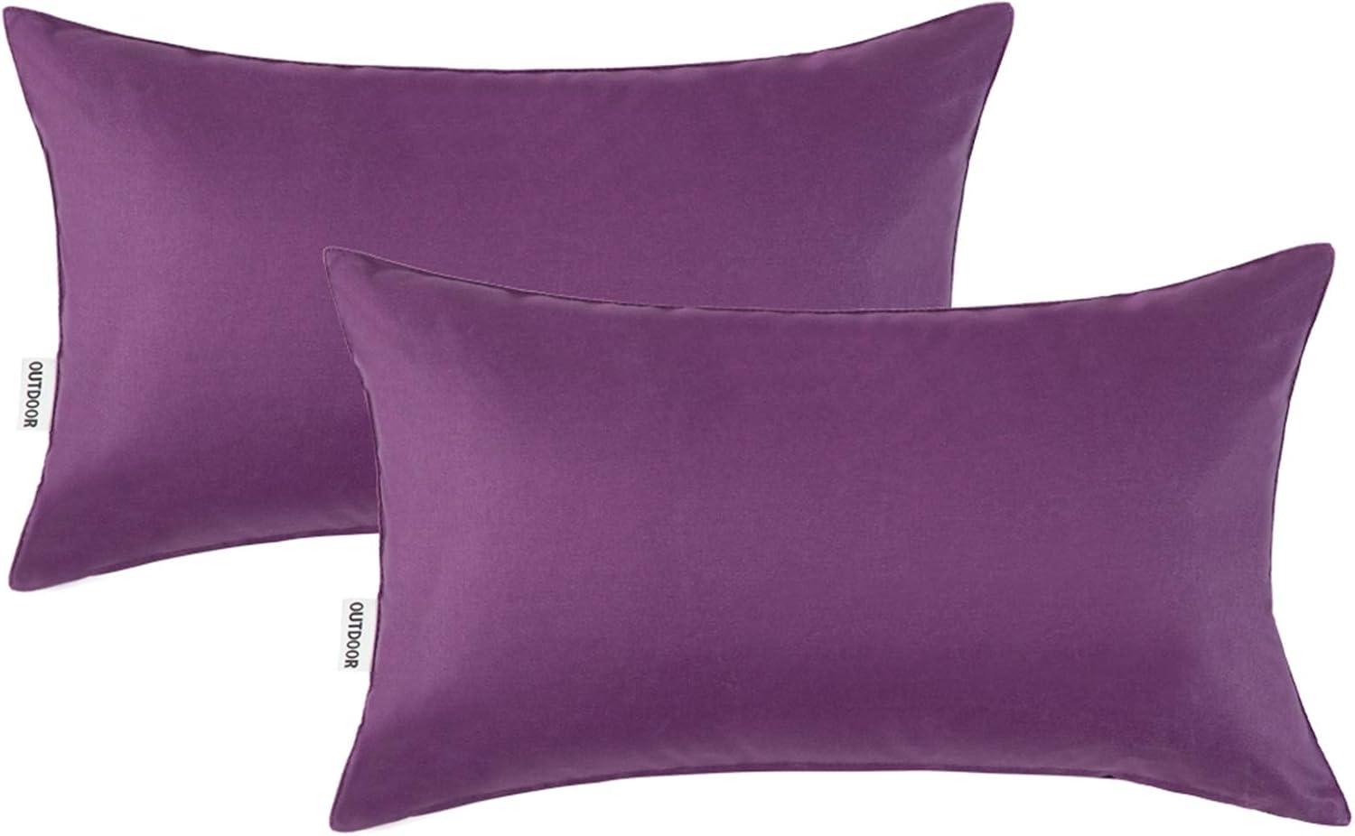 imageMIULEE Pack of 2 Decorative Outdoor Waterproof Pillow Covers Square Garden Cushion Sham Throw Pillowcase Shell for Spring Patio Tent Couch 16x16 Inch Olive GreenPurple