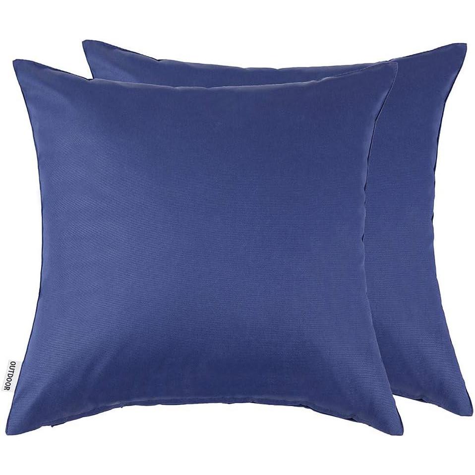 imageMIULEE Pack of 2 Decorative Outdoor Waterproof Pillow Covers Square Garden Cushion Sham Throw Pillowcase Shell for Spring Patio Tent Couch 16x16 Inch Olive GreenNavy Blue