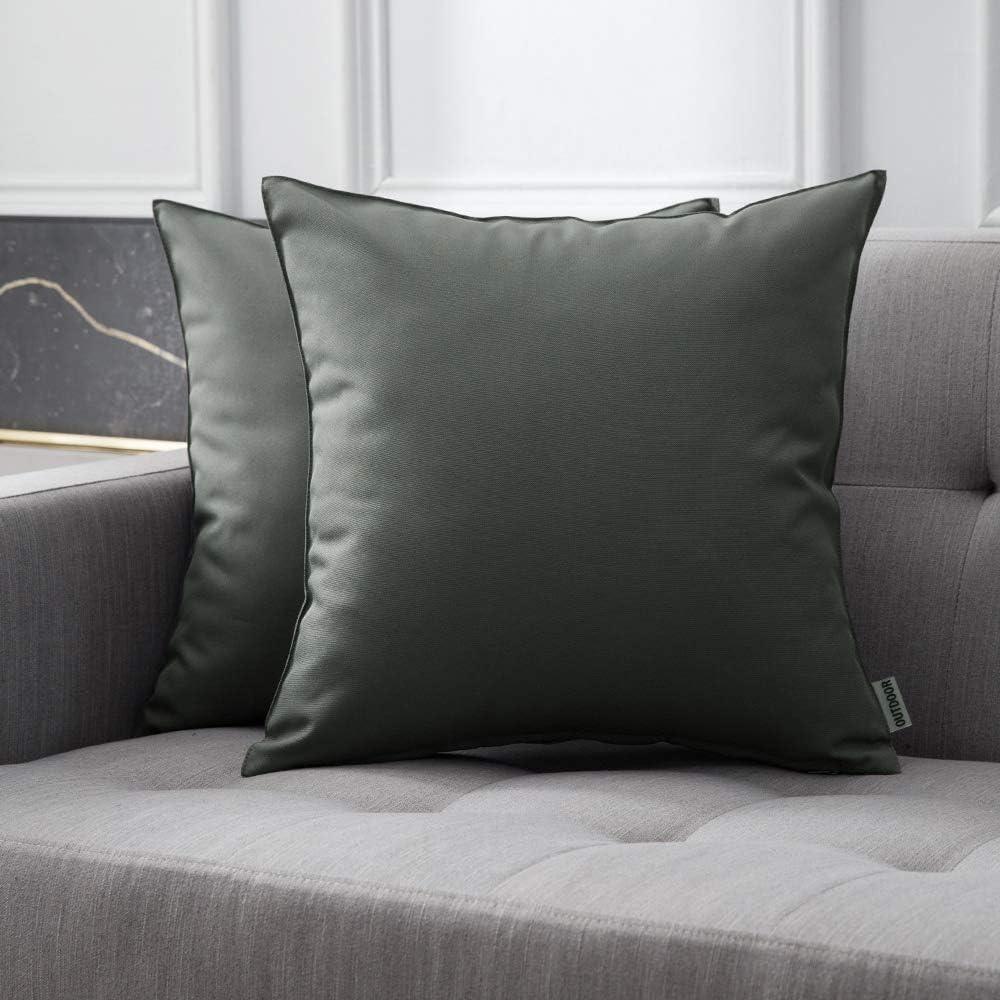 imageMIULEE Pack of 2 Decorative Outdoor Waterproof Pillow Covers Square Garden Cushion Sham Throw Pillowcase Shell for Spring Patio Tent Couch 16x16 Inch Olive GreenDark Gray