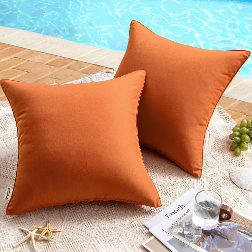 imageMIULEE Pack of 2 Decorative Outdoor Waterproof Pillow Covers Square Garden Cushion Sham Throw Pillowcase Shell for Spring Patio Tent Couch 16x16 Inch Olive GreenRust