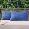 MIULEE Outdoor Waterproof Throw Pillow Covers Decorative Farmhouse Water Resistant Cushion Covers for Tent Patio Garden Couch Sofa Pack of 2, 18×18 Inch Beige(Blue)