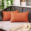 MIULEE Outdoor Waterproof Throw Pillow Covers Decorative Farmhouse Water Resistant Cushion Covers for Tent Patio Garden Couch Sofa Pack of 2, 18×18 Inch Beige(Orange)