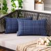 MIULEE Outdoor Waterproof Throw Pillow Covers Decorative Farmhouse Water Resistant Cushion Covers for Tent Patio Garden Couch Sofa Pack of 2, 18×18 Inch Beige(Navy Blue)