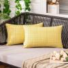 MIULEE Outdoor Waterproof Throw Pillow Covers Decorative Farmhouse Water Resistant Cushion Covers for Tent Patio Garden Couch Sofa Pack of 2, 18×18 Inch Beige(Yellow)