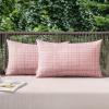 MIULEE Outdoor Waterproof Throw Pillow Covers Decorative Farmhouse Water Resistant Cushion Covers for Tent Patio Garden Couch Sofa Pack of 2, 18×18 Inch Beige(Pink)