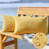 MIULEE Outdoor Waterproof Throw Pillow Covers Decorative Farmhouse Water Resistant Cushion Covers for Tent Patio Garden Couch Sofa Pack of 2, 20×20 Inch Light Blue(Yellow)
