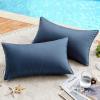 MIULEE Pack of 2 Decorative Outdoor Waterproof Pillow Covers Square Garden Cushion Sham Throw Pillowcase Shell for Spring Patio Tent Couch 16×16 Inch Olive Green(Dark Blue)