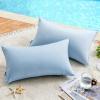 MIULEE Pack of 2 Decorative Outdoor Waterproof Pillow Covers Square Garden Cushion Sham Throw Pillowcase Shell for Spring Patio Tent Couch 16×16 Inch Olive Green(Light Blue)