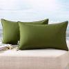 MIULEE Pack of 2 Decorative Outdoor Waterproof Pillow Covers Square Garden Cushion Sham Throw Pillowcase Shell for Spring Patio Tent Couch 16×16 Inch Olive Green(Olive Green)