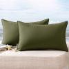 MIULEE Pack of 2 Decorative Outdoor Waterproof Pillow Covers Square Garden Cushion Sham Throw Pillowcase Shell for Spring Patio Tent Couch 16×16 Inch Olive Green(Olive)