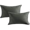 MIULEE Pack of 2 Decorative Outdoor Waterproof Pillow Covers Square Garden Cushion Sham Throw Pillowcase Shell for Spring Patio Tent Couch 16×16 Inch Olive Green(Dark Gray)
