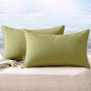 MIULEE Pack of 2 Decorative Outdoor Waterproof Pillow Covers Square Garden Cushion Sham Throw Pillowcase Shell for Spring Patio Tent Couch 16×16 Inch Olive Green(Sage Green)