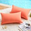 MIULEE Pack of 2 Decorative Outdoor Waterproof Pillow Covers Square Garden Cushion Sham Throw Pillowcase Shell for Spring Patio Tent Couch 16×16 Inch Olive Green(Coral Red)