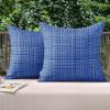 MIULEE Outdoor Waterproof Throw Pillow Covers Decorative Farmhouse Water Resistant Cushion Covers for Tent Patio Garden Couch Sofa Pack of 2, 18×18 Inch Beige(Blue)
