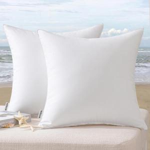 MIULEE Pack of 2 Decorative Outdoor Waterproof Pillow Covers Square Garden Cushion Sham Throw Pillowcase Shell for Spring Patio Tent Couch 16×16 Inch Olive Green(White)