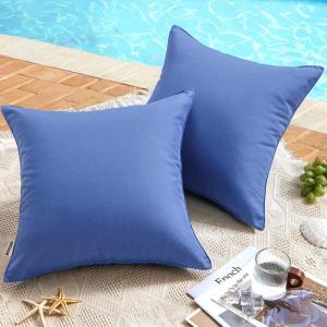 MIULEE Pack of 2 Decorative Outdoor Waterproof Pillow Covers Square Garden Cushion Sham Throw Pillowcase Shell for Spring Patio Tent Couch 16×16 Inch Olive Green(Royal Blue)
