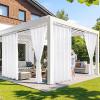 MIULEE Ivory Privacy Outdoor Curtains Waterproof Non-See-Through Semi Sheer 2 Panels Set Elegant Rod Pocket for Patio, Porch, Pergola, Cabana, Gazebo, 52 X 96 Inch Long(White)