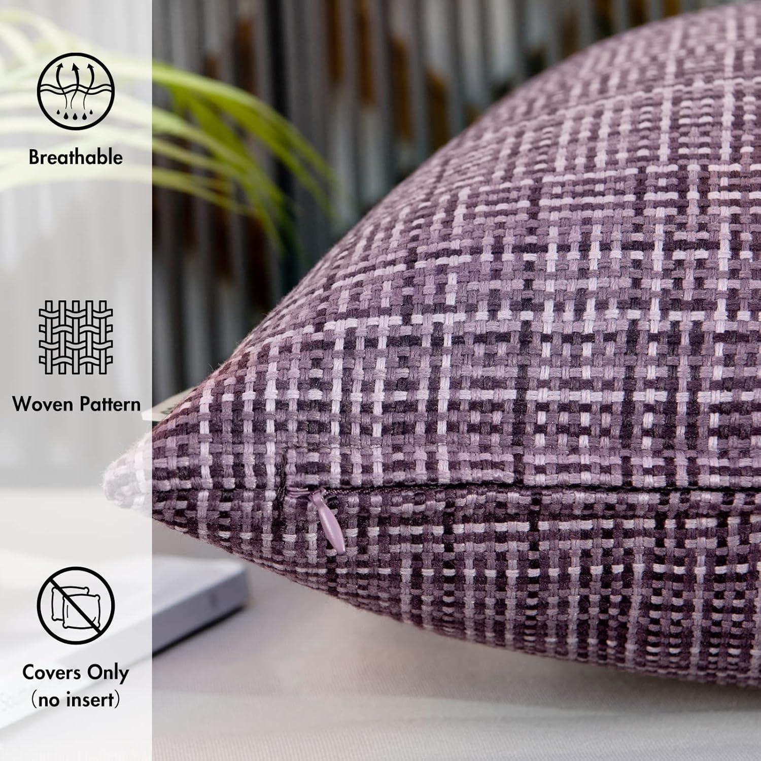 imageMIULEE Outdoor Waterproof Throw Pillow Covers Decorative Farmhouse Water Resistant Cushion Covers for Tent Patio Garden Couch Sofa Pack of 2 20x20 Inch VioletViolet