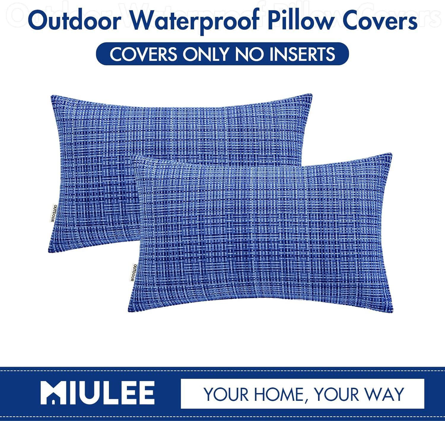 imageMIULEE Outdoor Waterproof Throw Pillow Covers Decorative Farmhouse Water Resistant Cushion Covers for Tent Patio Garden Couch Sofa Pack of 2 20x20 Inch VioletBlue