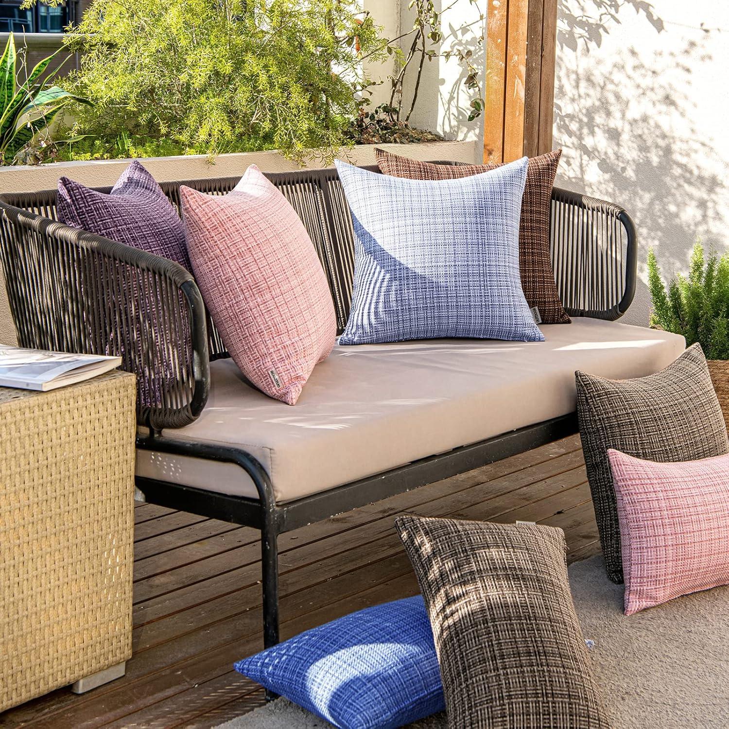imageMIULEE Outdoor Waterproof Throw Pillow Covers Decorative Farmhouse Water Resistant Cushion Covers for Tent Patio Garden Couch Sofa Pack of 2 20x20 Inch VioletBlue