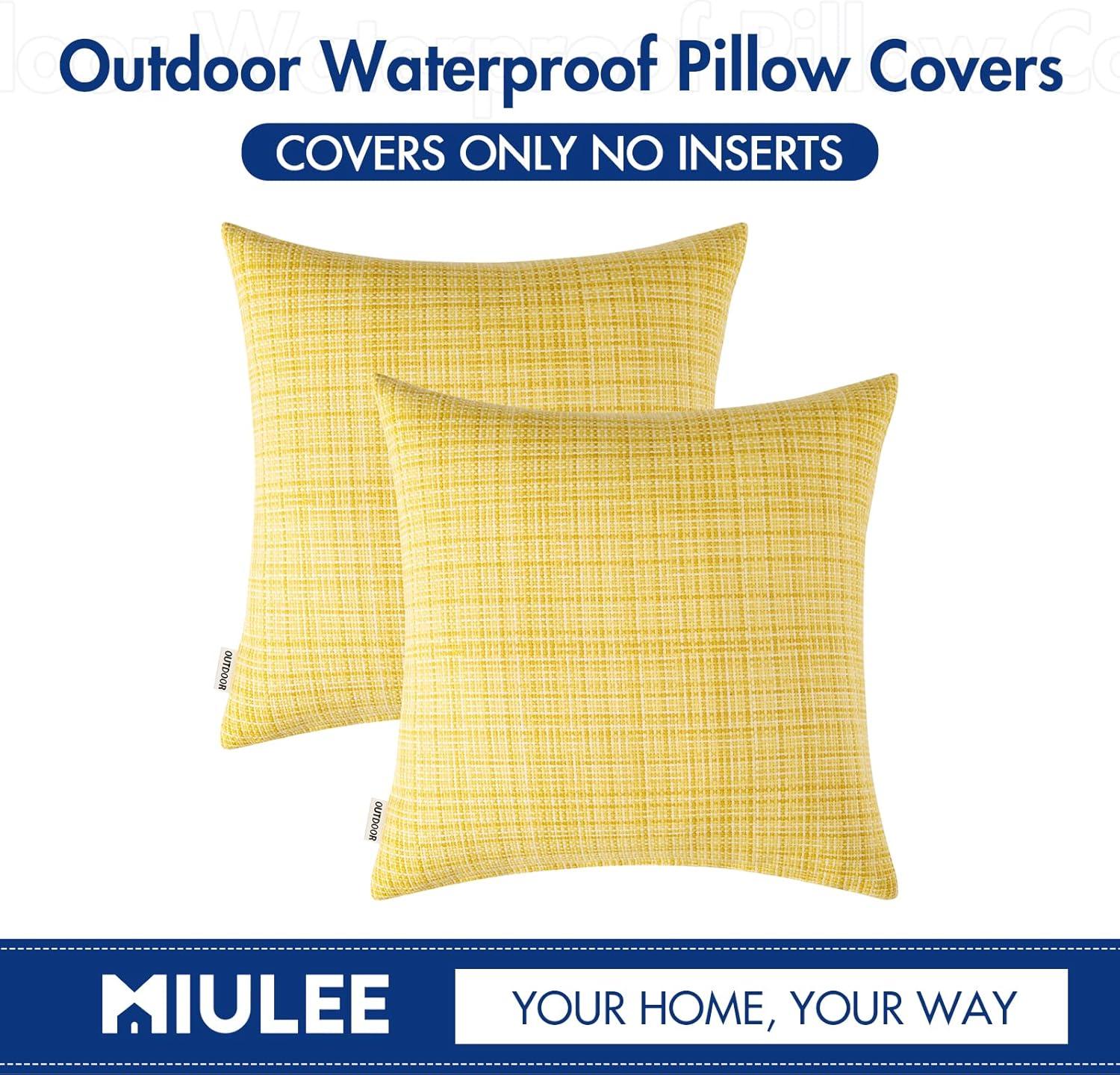 imageMIULEE Outdoor Waterproof Throw Pillow Covers Decorative Farmhouse Water Resistant Cushion Covers for Tent Patio Garden Couch Sofa Pack of 2 20x20 Inch VioletYellow