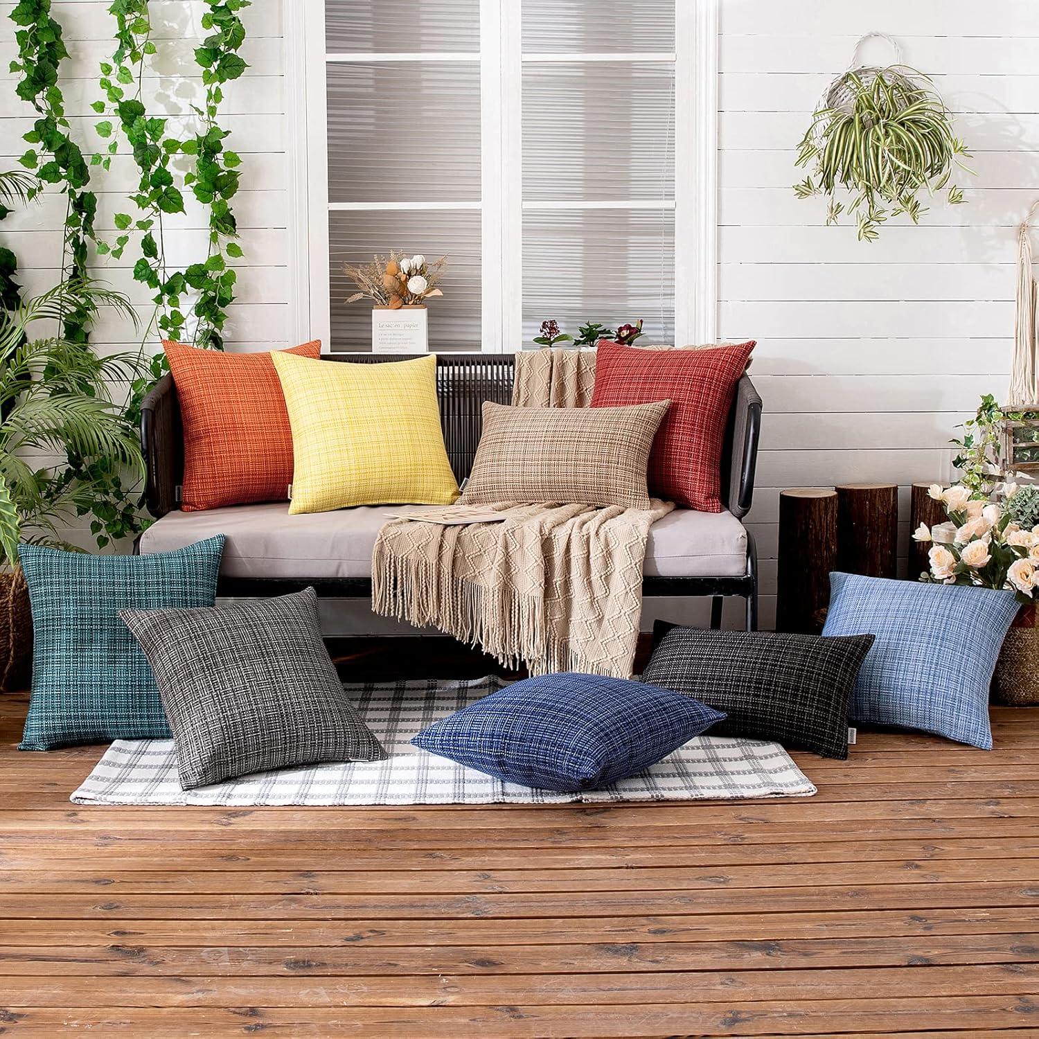 imageMIULEE Outdoor Waterproof Throw Pillow Covers Decorative Farmhouse Water Resistant Cushion Covers for Tent Patio Garden Couch Sofa Pack of 2 20x20 Inch VioletNavy Blue