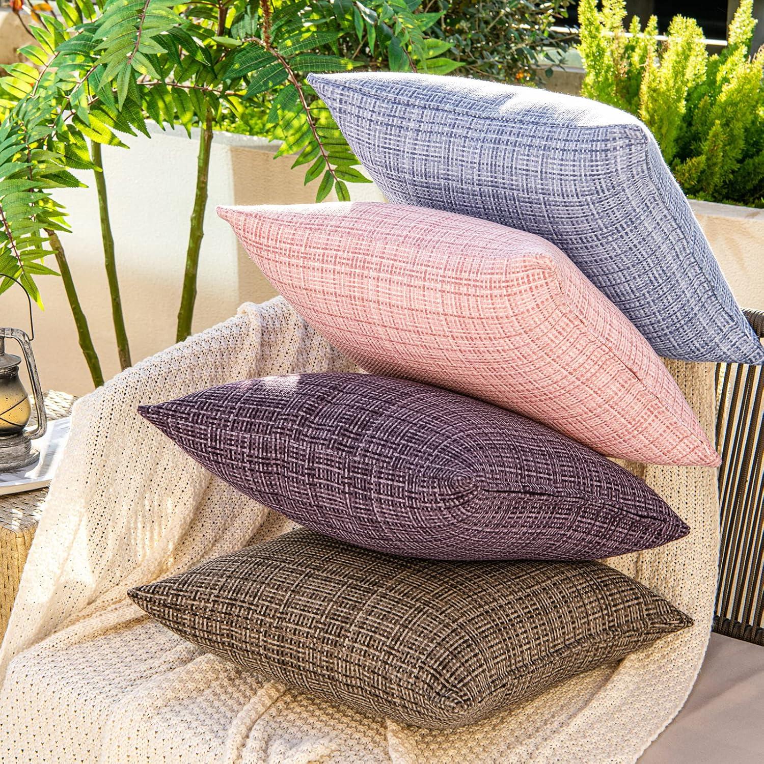 imageMIULEE Outdoor Waterproof Throw Pillow Covers Decorative Farmhouse Water Resistant Cushion Covers for Tent Patio Garden Couch Sofa Pack of 2 20x20 Inch VioletViolet