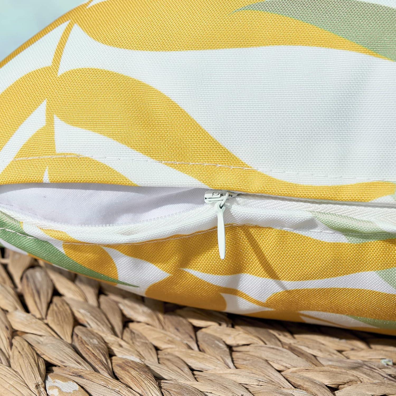imageMIULEE Pack of 2 Fall Decorative Outdoor Waterproof Throw Pillow Covers Patio Pillow Cases Natural Leaves Pattern Spring Square Cushion Shams Shell for Garden Balcony Couch 20x20 Inch OrangeGreenyellow