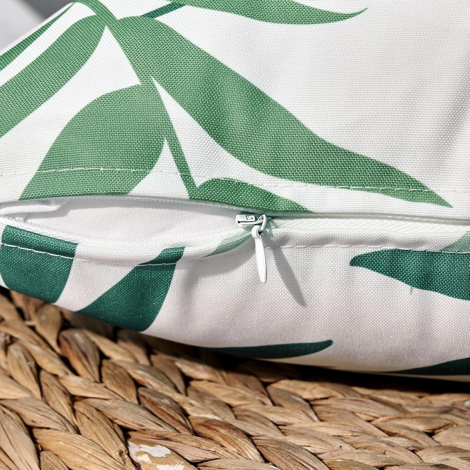 imageMIULEE Pack of 2 Fall Decorative Outdoor Waterproof Throw Pillow Covers Patio Pillow Cases Natural Leaves Pattern Spring Square Cushion Shams Shell for Garden Balcony Couch 20x20 Inch OrangeSage Green