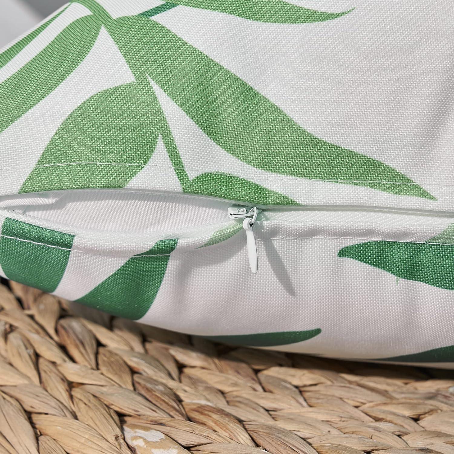 imageMIULEE Pack of 2 Fall Decorative Outdoor Waterproof Throw Pillow Covers Patio Pillow Cases Natural Leaves Pattern Spring Square Cushion Shams Shell for Garden Balcony Couch 20x20 Inch OrangeSage Green