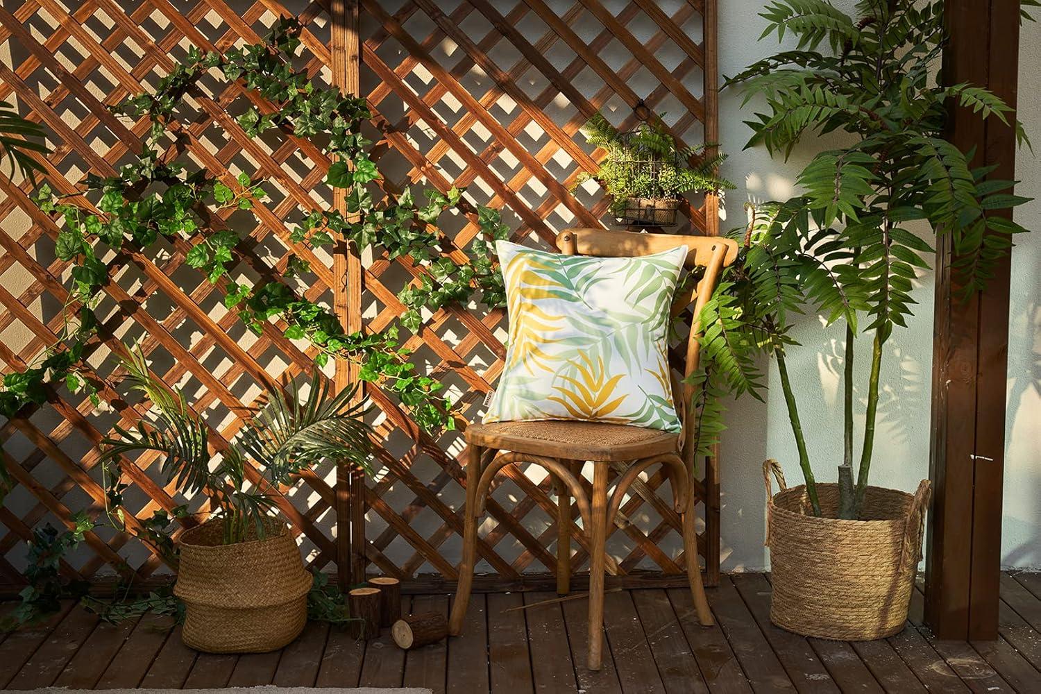 imageMIULEE Pack of 2 Fall Decorative Outdoor Waterproof Throw Pillow Covers Patio Pillow Cases Natural Leaves Pattern Spring Square Cushion Shams Shell for Garden Balcony Couch 20x20 Inch OrangeGreenyellow