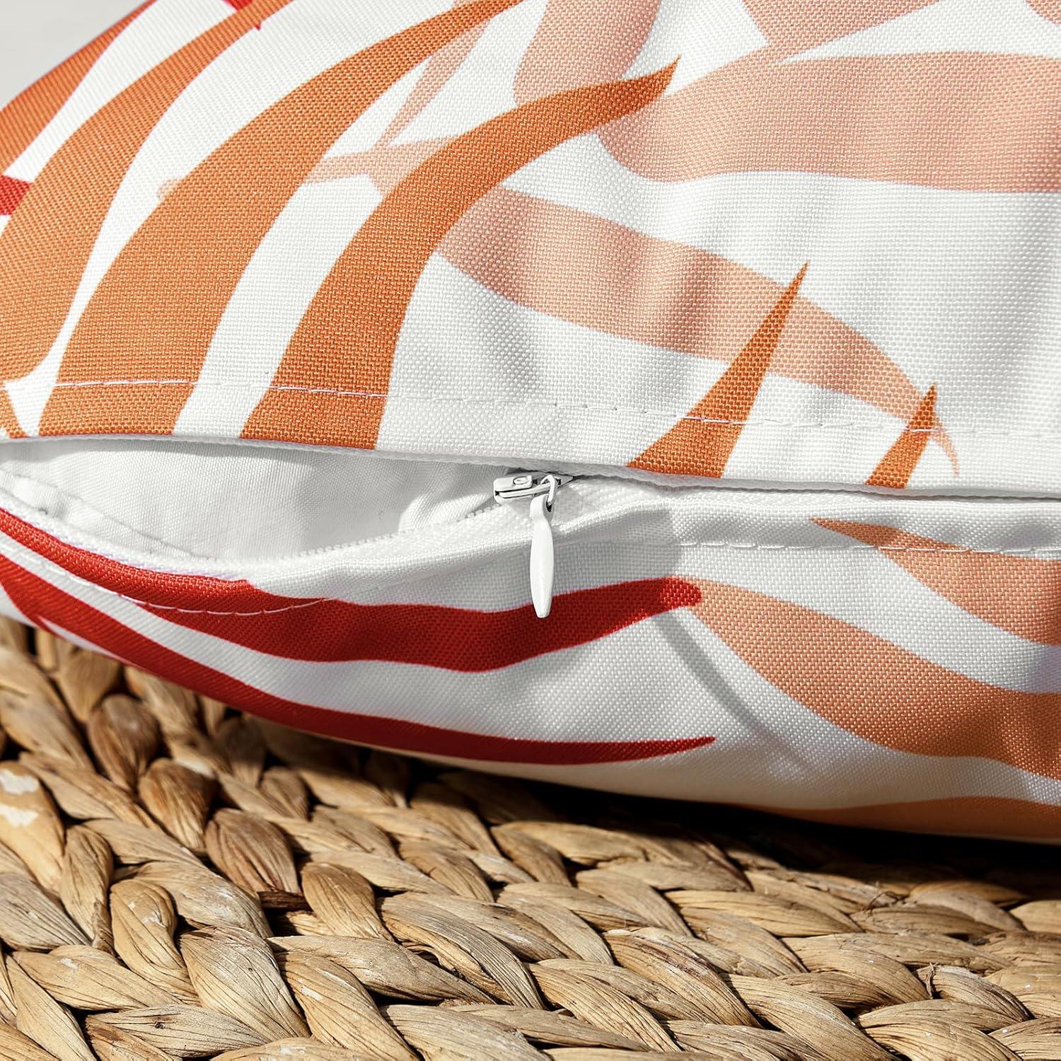 imageMIULEE Pack of 2 Fall Decorative Outdoor Waterproof Throw Pillow Covers Patio Pillow Cases Natural Leaves Pattern Spring Square Cushion Shams Shell for Garden Balcony Couch 20x20 Inch OrangeOrange