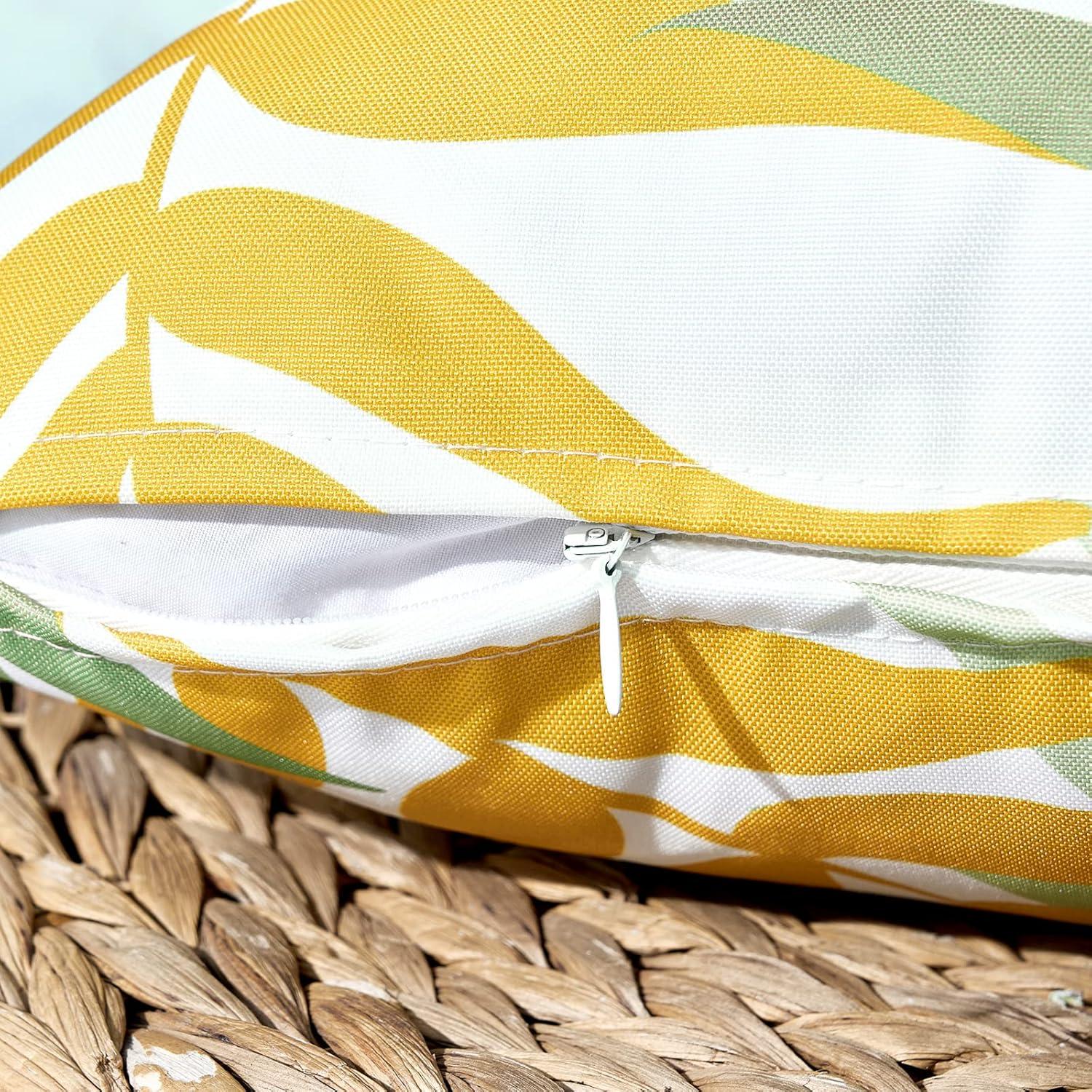 imageMIULEE Pack of 2 Fall Decorative Outdoor Waterproof Throw Pillow Covers Patio Pillow Cases Natural Leaves Pattern Spring Square Cushion Shams Shell for Garden Balcony Couch 20x20 Inch OrangeGreenyellow