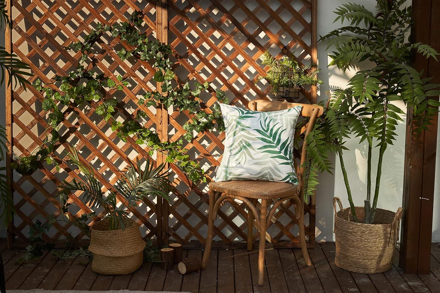 imageMIULEE Pack of 2 Fall Decorative Outdoor Waterproof Throw Pillow Covers Patio Pillow Cases Natural Leaves Pattern Spring Square Cushion Shams Shell for Garden Balcony Couch 20x20 Inch OrangeSage Green