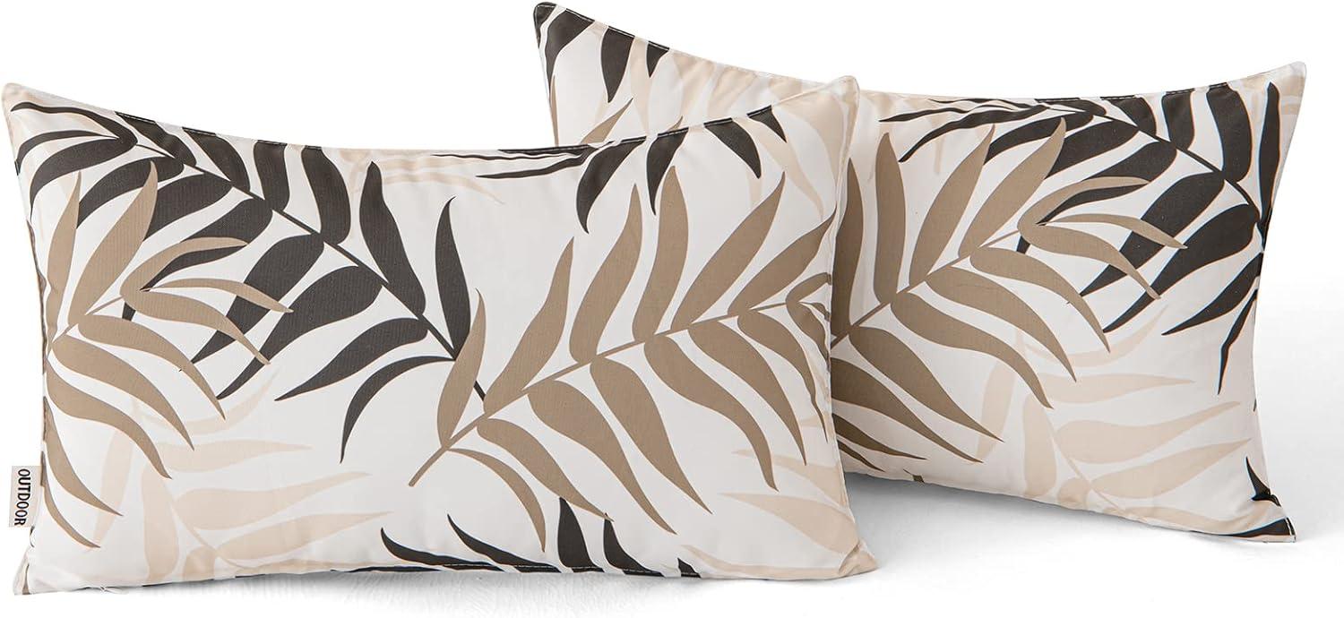 imageMIULEE Pack of 2 Fall Decorative Outdoor Waterproof Throw Pillow Covers Patio Pillow Cases Natural Leaves Pattern Spring Square Cushion Shams Shell for Garden Balcony Couch 20x20 Inch OrangeCoffee Brown