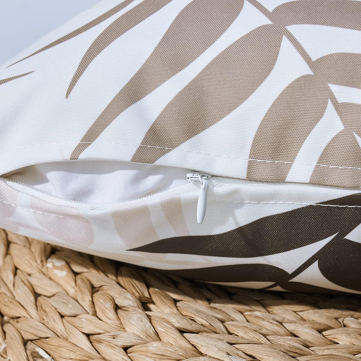 imageMIULEE Pack of 2 Fall Decorative Outdoor Waterproof Throw Pillow Covers Patio Pillow Cases Natural Leaves Pattern Spring Square Cushion Shams Shell for Garden Balcony Couch 20x20 Inch OrangeCoffee Brown