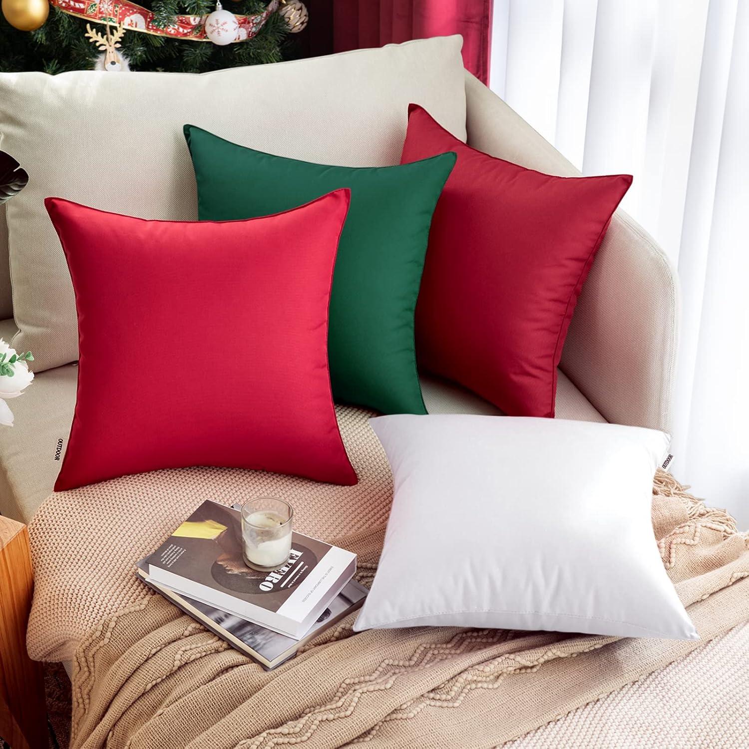 imageMIULEE Pack of 4 Decorative Outdoor Waterproof Summer Pillow Covers Square Garden Cushion Cases PU Coating Throw Pillow Cover Shell for Tent Park Couch 18x18 inch redYellowRed