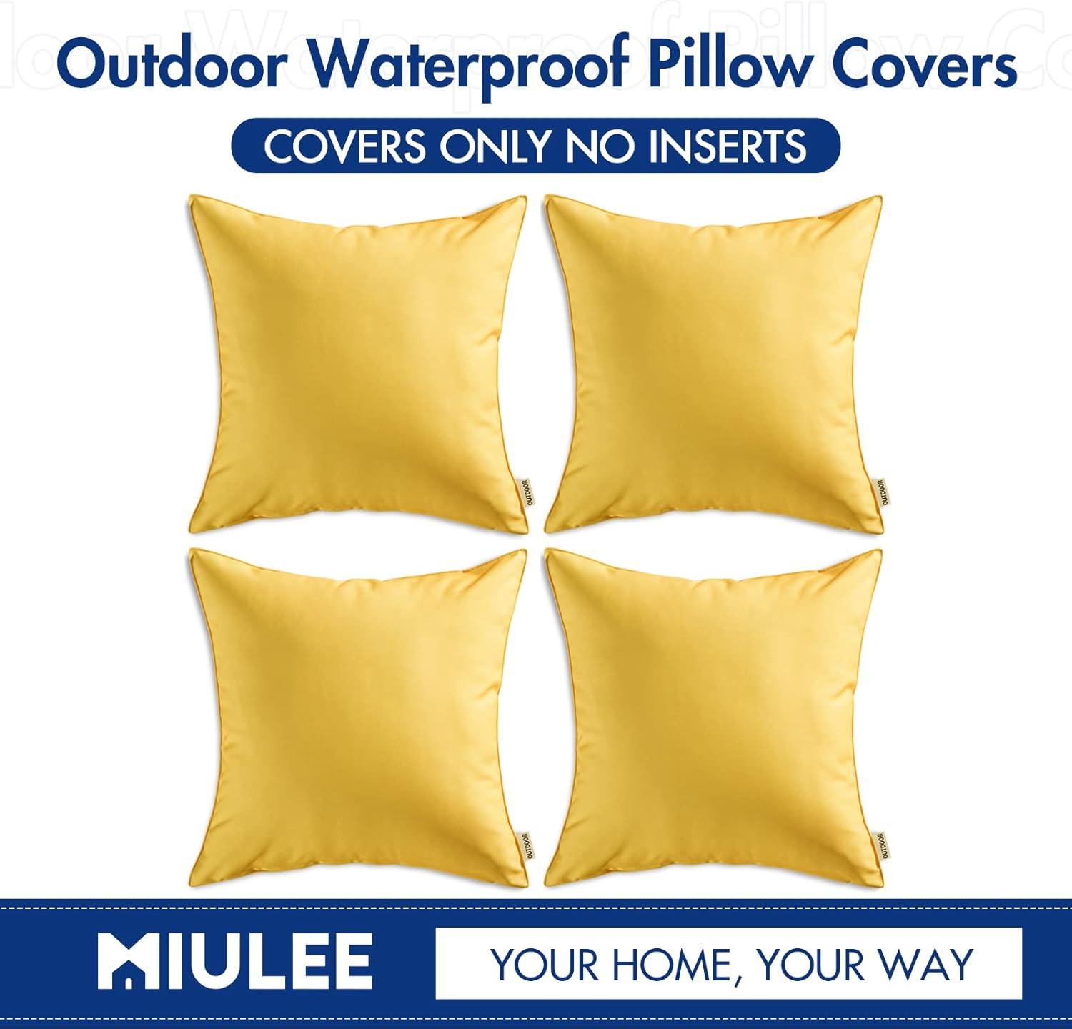 imageMIULEE Pack of 4 Decorative Outdoor Waterproof Summer Pillow Covers Square Garden Cushion Cases PU Coating Throw Pillow Cover Shell for Tent Park Couch 18x18 inch redYellowYellow