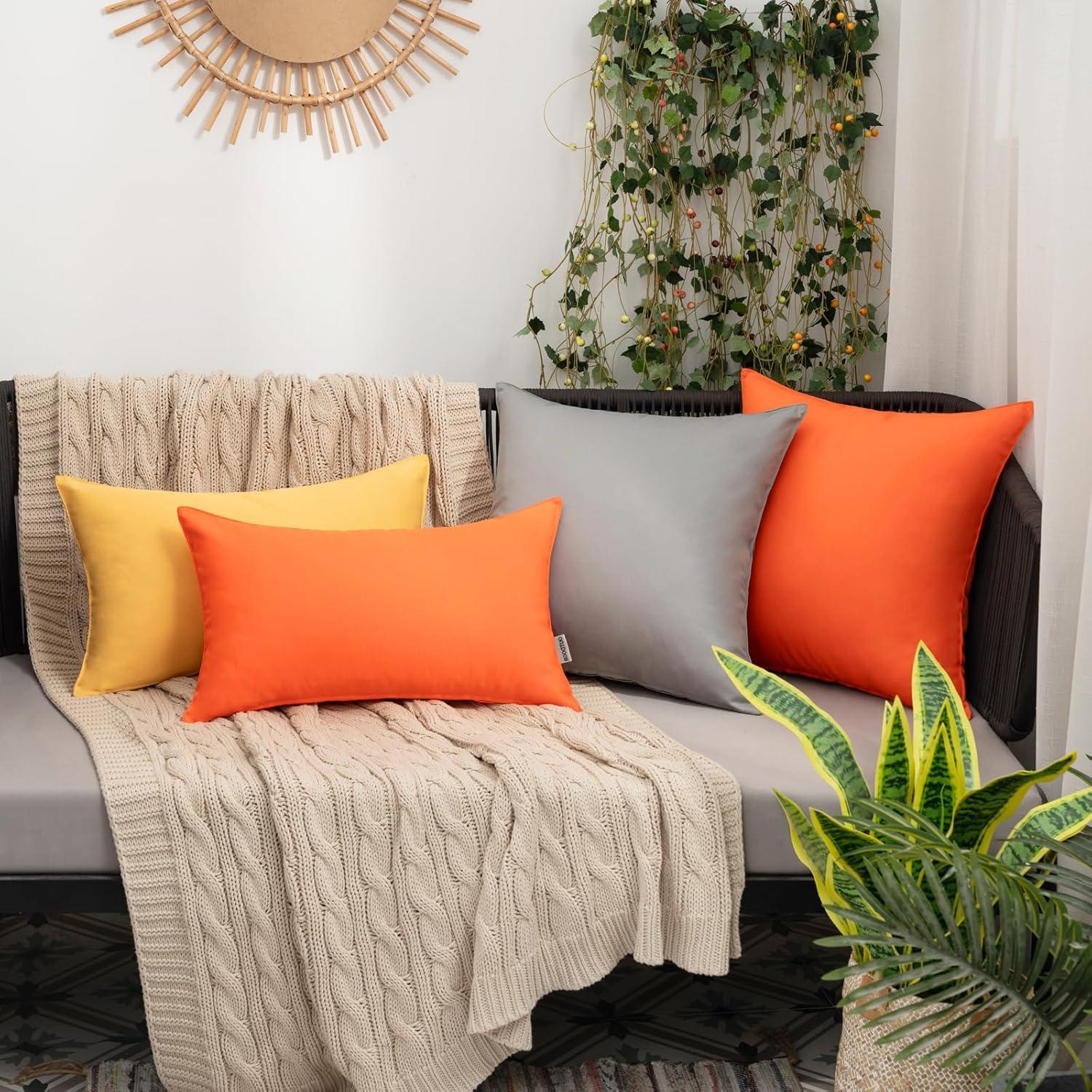 imageMIULEE Pack of 4 Decorative Outdoor Waterproof Summer Pillow Covers Square Garden Cushion Cases PU Coating Throw Pillow Cover Shell for Tent Park Couch 18x18 inch redYellowOrange