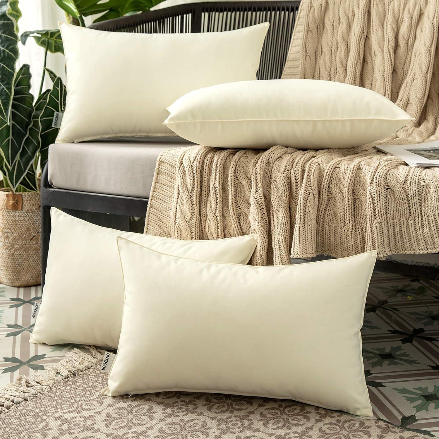 imageMIULEE Pack of 4 Decorative Outdoor Waterproof Summer Pillow Covers Square Garden Cushion Cases PU Coating Throw Pillow Cover Shell for Tent Park Couch 18x18 inch redYellowBeige